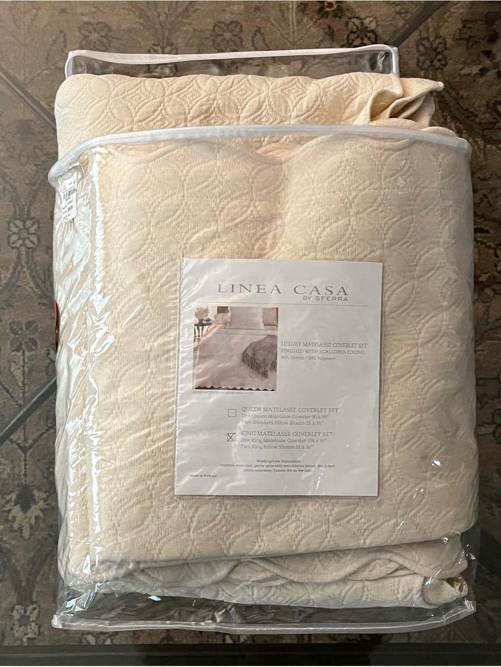 Linea Casa by Sferra King Matelasse Coverlet Set Cream New